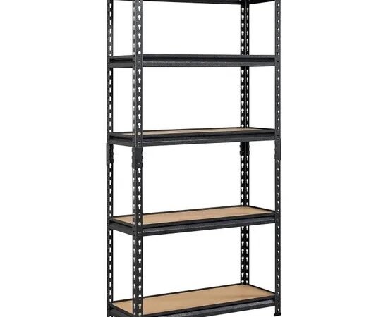 heavy-duty-5-tier-boltless-shelving-black Heavy Duty 5-Tier Boltless Steel Storage Rack – 183 x 90 x 40 cm, Black